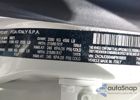 2021 Jeep Renegade Latitude 4X4 from USA, damaged, VIN ZACNJDBB4MPN16805